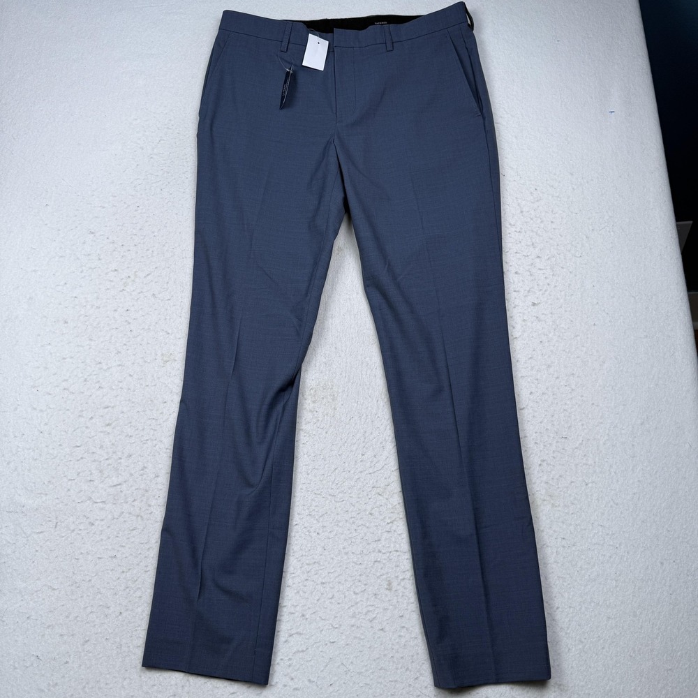 J.Crew Dress Pants Mens 34x34 Blue Four Season Thompson Tapered Slim Wool
